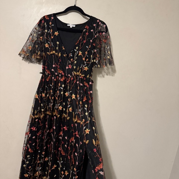 Baltic Born Floral Marsielle Black Dress With Pink, Orange, & Yellow Accents - Picture 13 of 16